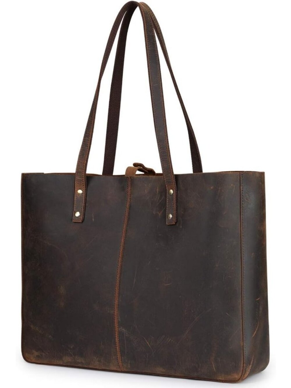 Stylish Genuine Leather Shoulder Tote Bag - Large Work Handbag for Women - Picture 7 of 7